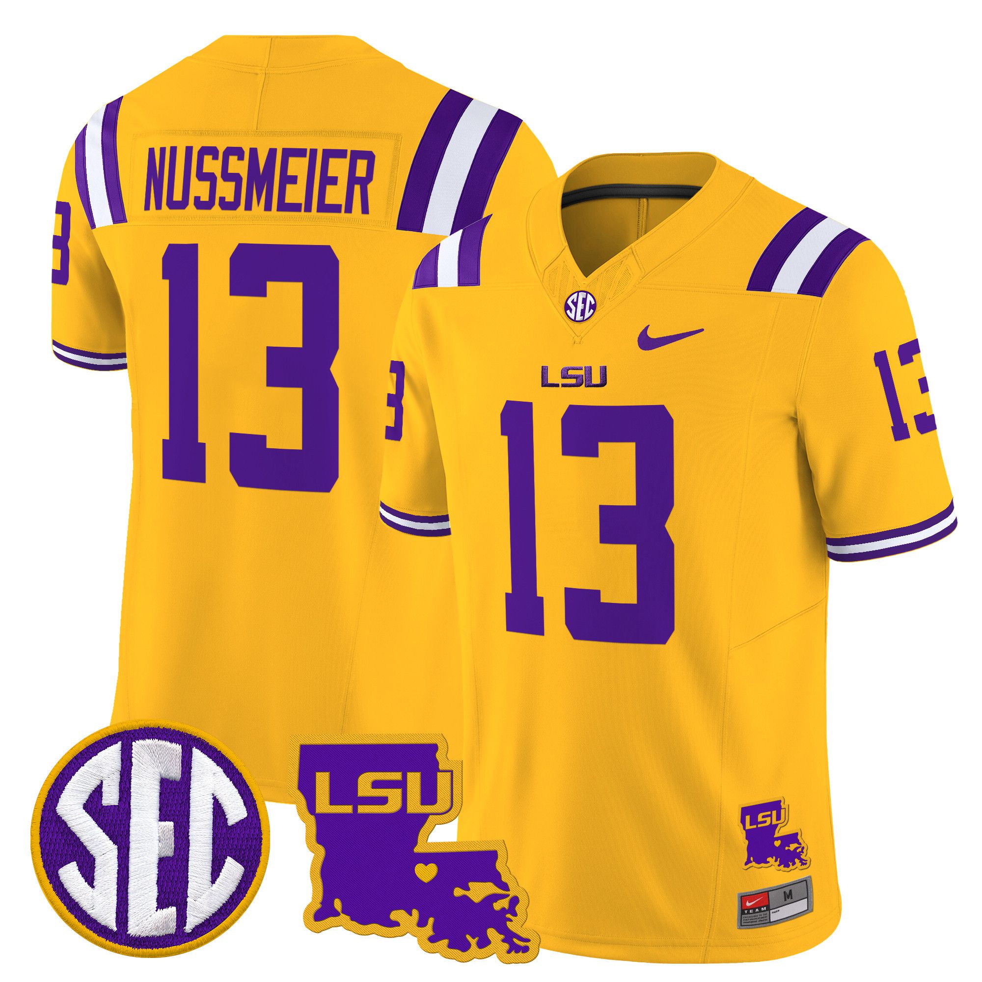 Men LSU Tigers #13 Nussmeier Yellow 2024 Nike Louisiana Patch Vapor Limited NCAA Jersey->indianapolis colts->NFL Jersey